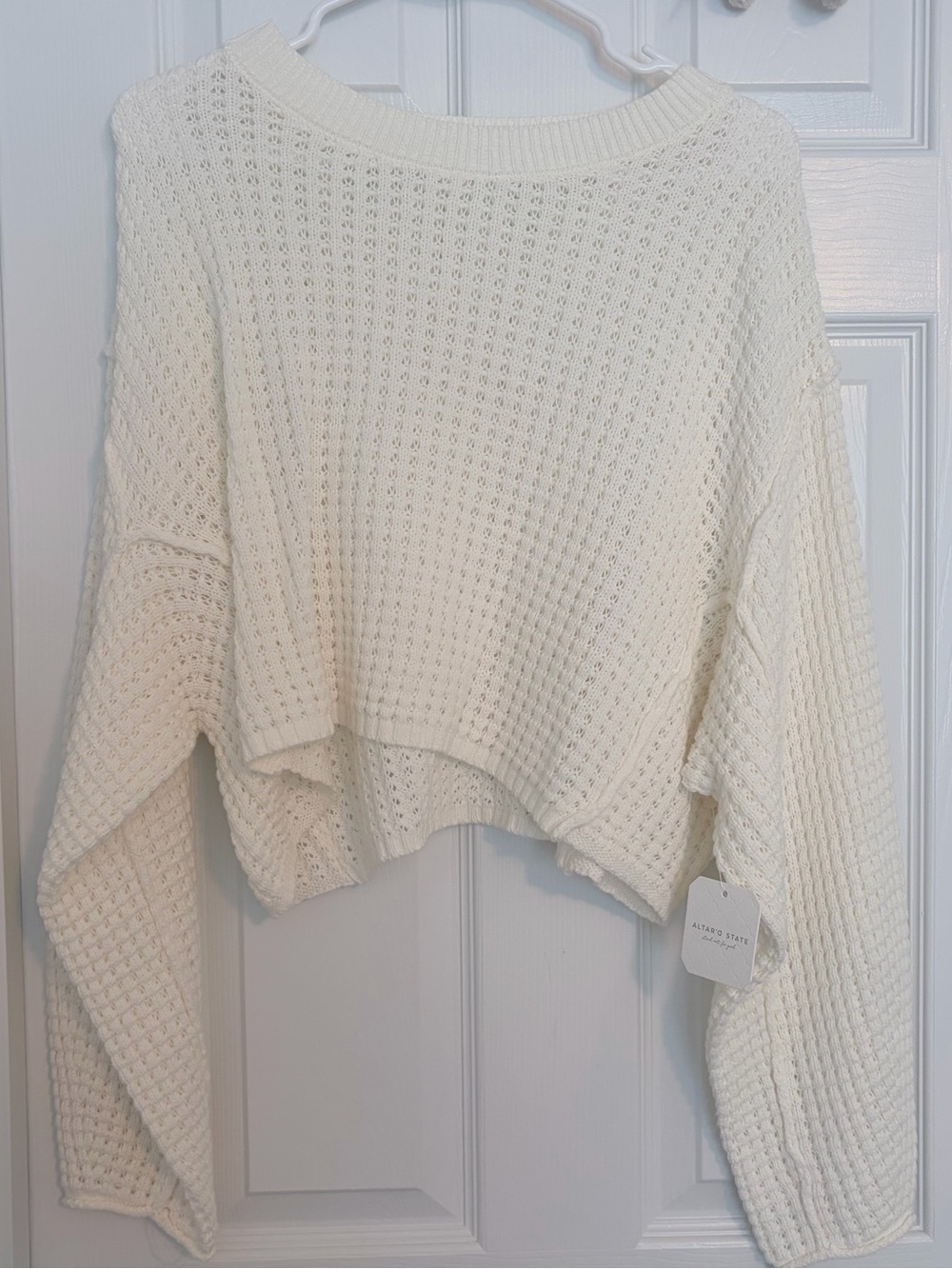 Altar'd State cream waffle knit cropped sweater xsmall & new with tags!
